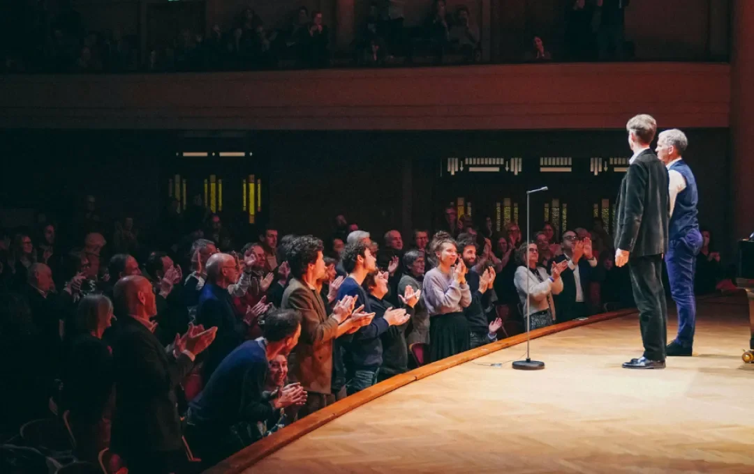 Brad Mehldau and Ian Bostridge greeting the audience