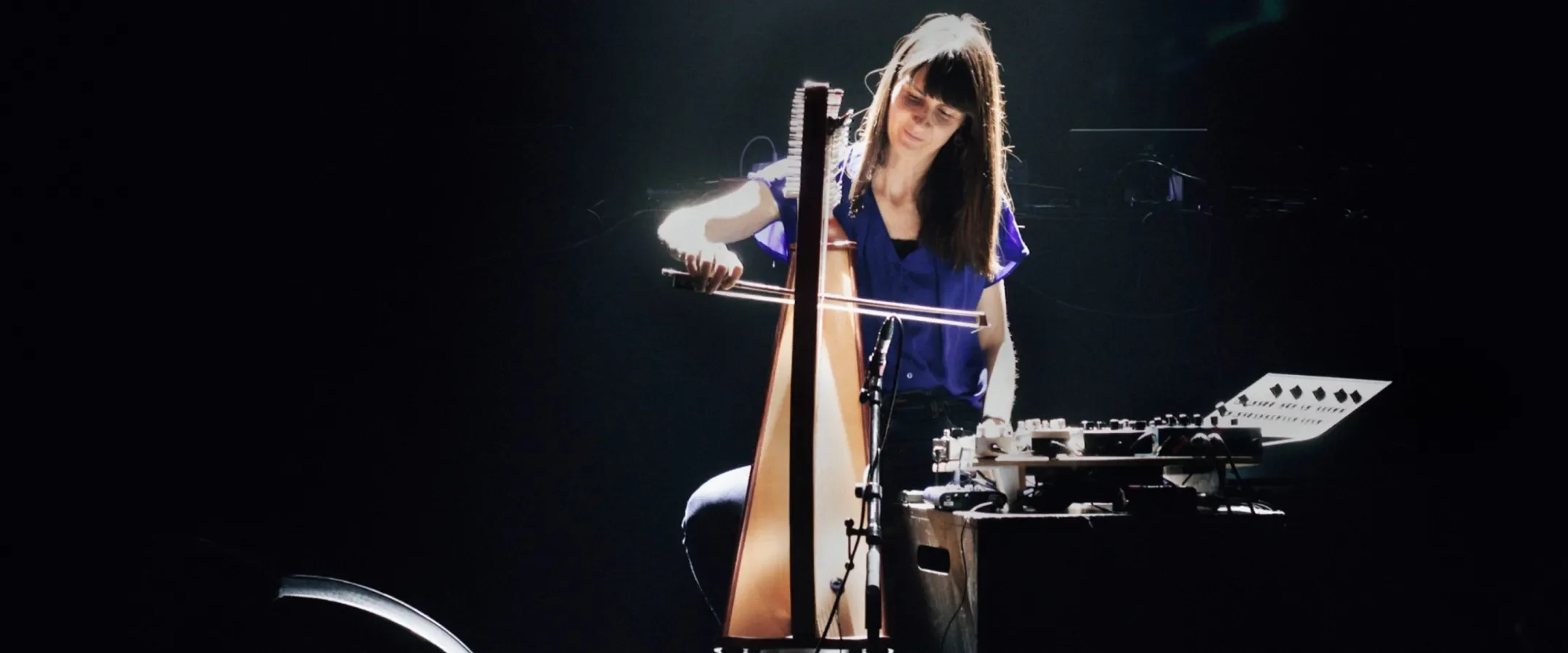 Margaret Hermant playing harp