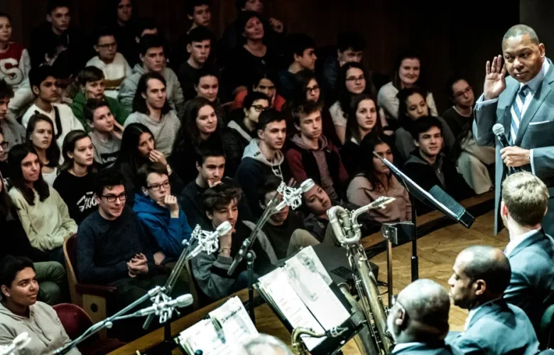 Wynton Marsalis explaining jazz to young people