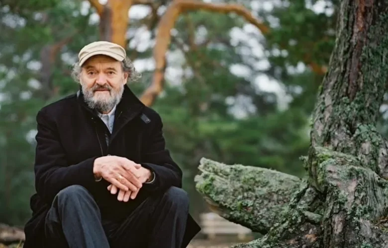 Composer Arvo Pärt in a forest